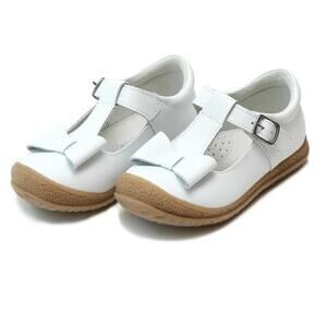 L'Amour Girls Emma Classic White Bow T-Strap Mary Jane